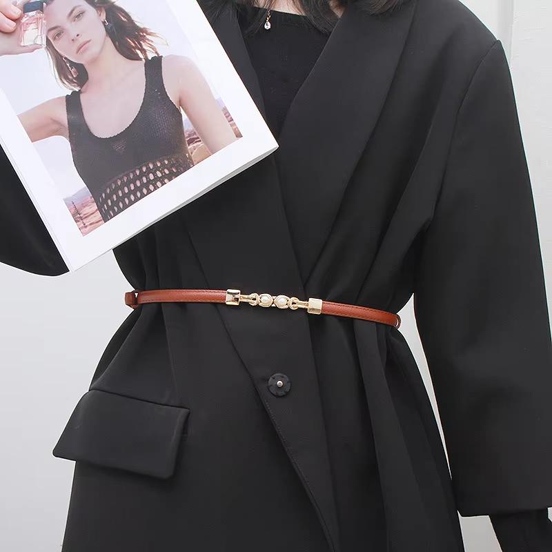New Pearl Buckle Thin Women Belt PU Leather Elegant Adjustable Wild Waistbands For Female Lady Dress Skirt Decorative Straps