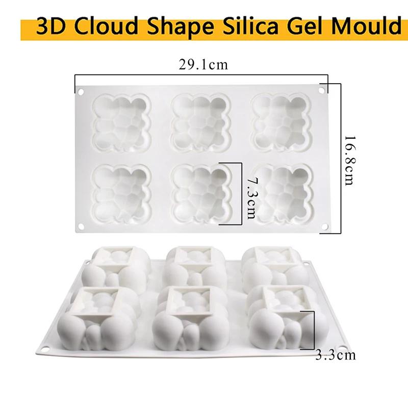 1 Stück Silikongebäckform 6 Mulden 3D Wolke Dessert Mousse Kuchenformen für DIY Handwerk Seifenkerzenform Kuchen Dekorationswerkzeuge