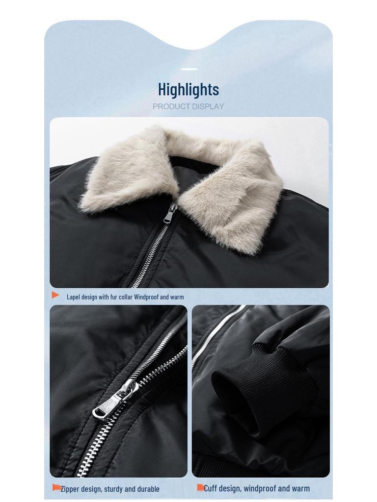 2025 Retro Fur Collar White Duck Down Winter Jacket with Fleece Lining - Thick, Warm, and Loose Niche Outerwear