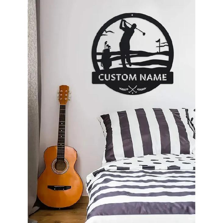 1pc Unique Personalized Customizable Metal Golf Wall Art - Rustic Farmhouse Decor for Porches, Patios, Gifts - Customizable with