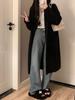 Women's Gray Oversized Knit Sweater Coat: Mid-Length, Over-the-Knee, Autumn/Winter, Thickened Lazy Style.