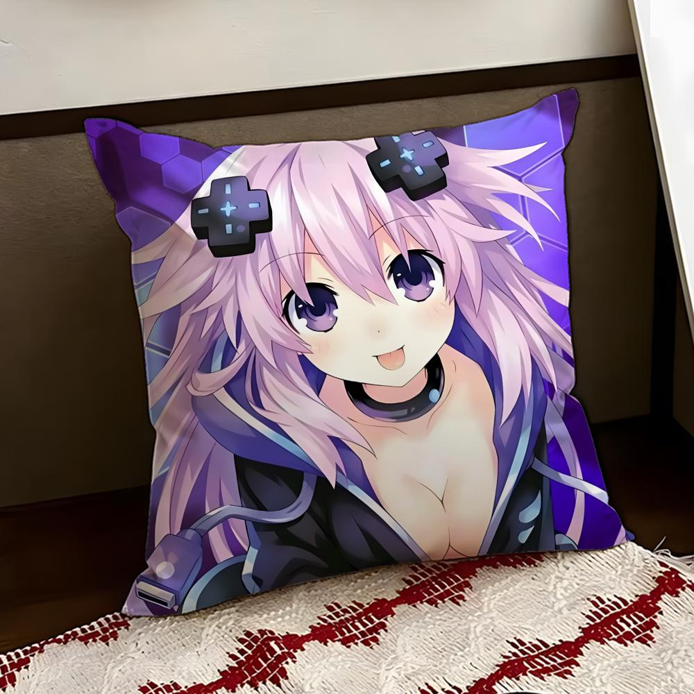 Hyperdimension Neptunia Cute Cushion Cover Reversible Soft Durable Pillow Cover Home Car MultiScene Use for Daily Comfort