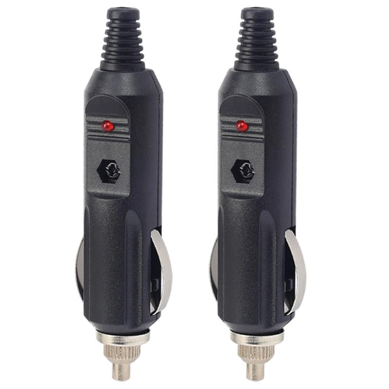 Car Cigarette Lighter Plug Male Adapter 12V 24V Replacement Connector LED Fused for Auto Truck RV Boat Power Supply Cable Head