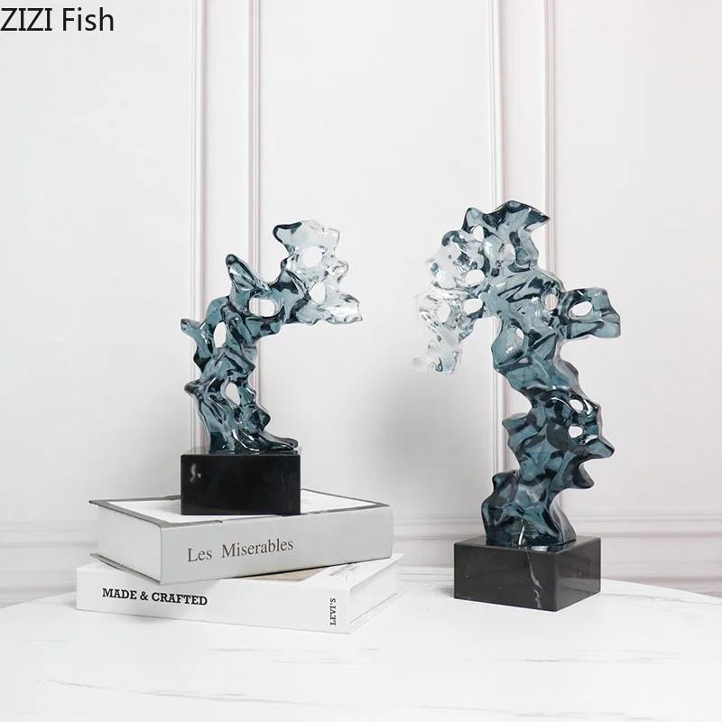 Transparent Taihu Stone Rockery Creative Resin Crafts Sculpture Desk Ornaments Artwork Living Room Decoration Modern Home Decor
