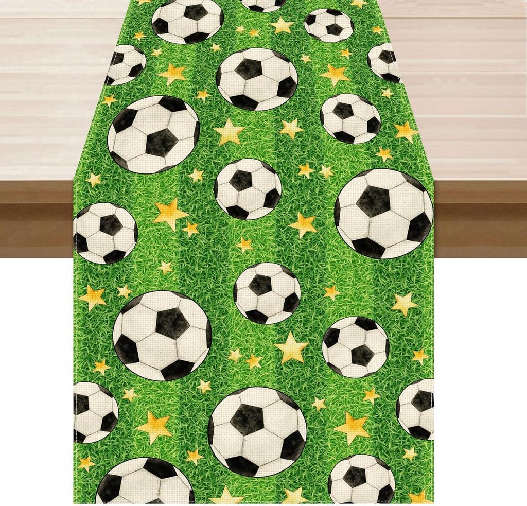 Soccer Grass Stars Theme Placemats Set of 4 Table Mats for Game Day Soccer Party Home Kitchen Dining Table Decorations 12x18 Inch