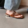 Mode NEU Sommer Damen Hausschuhe Eckige Zehenpartie Niedriger Absatz Schuh Spaltleder Schuhe für Damen Gekreuzter Riemen Schnalle Damen Sandalen Zehentrenner