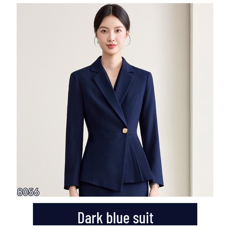 Elegant Black Long-Sleeve Professional Women's Suit Jacket for Beauty Salons