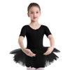 Małe duże dziewczynki z krótkim rękawem Tutu tiulowa baletowa gimnastyka trykotowa sukienka Dancewear