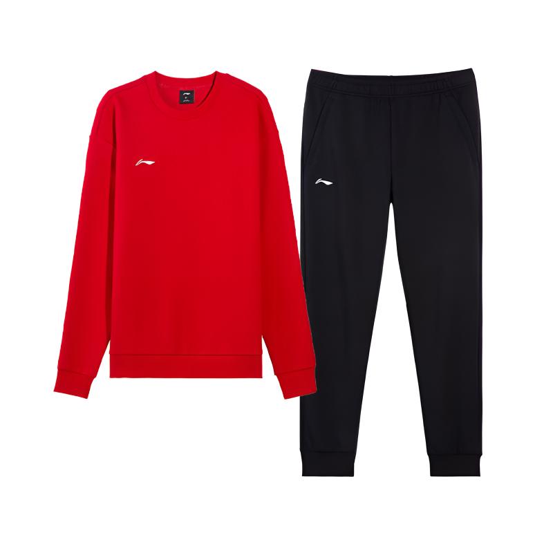 Li-Ning Минималистичный Удобный Универсальный Комплект Толстовки с Длинным Рукавом и Брюк Мужские комплекты AWEV061-2 6XL