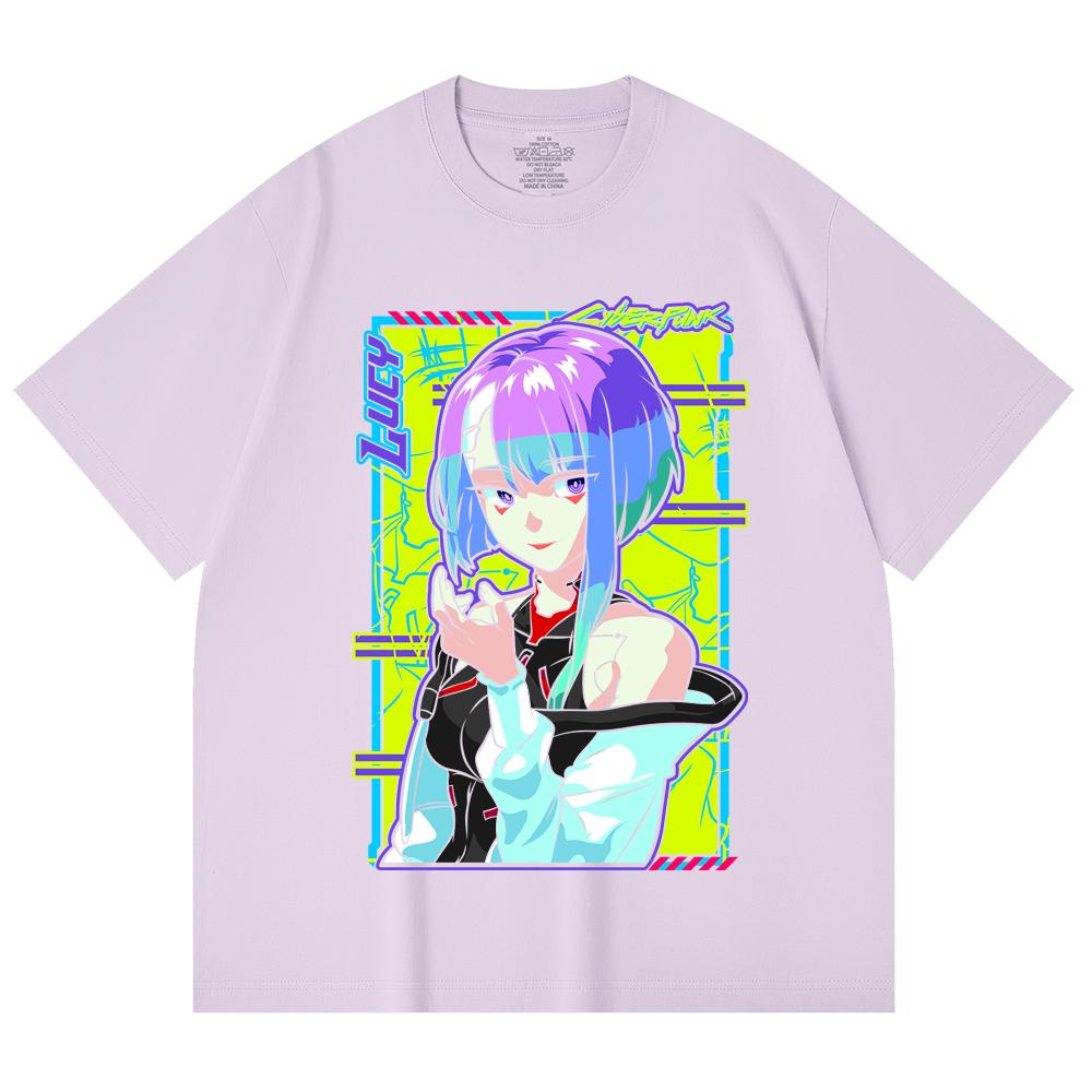 230 g/m² 100% Baumwolle Cyberpunk Edgerunners V8 Lucy Druck Unisex Schweres Baumwoll-T-Shirt