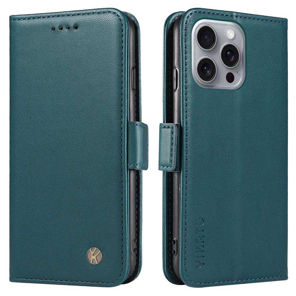 

For iPhone 16 Pro Max Case PU Leather Folio Flip Phone Cover Green