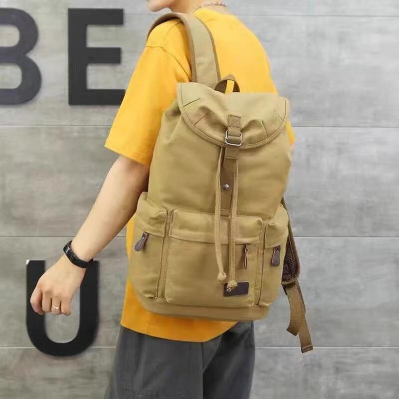 

Vintage Canvas Backpack with Trolley Sleeve One Size