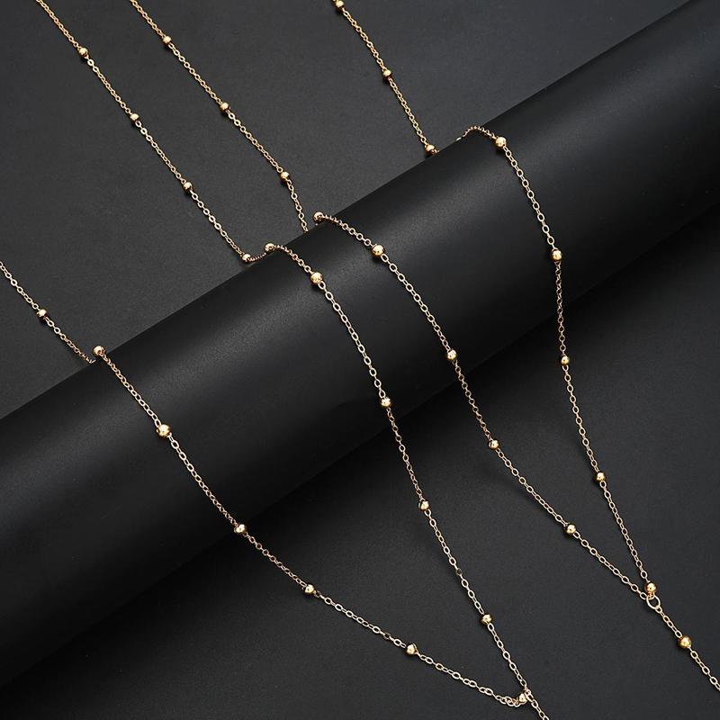 Fashion Gold Color Round Bead Body Chain for Women Simple Metal Double-Layer Chain Adjustable Body Chain Vacation Beach Jewelry