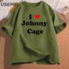 I Love Johnny Cage Men's Cotton T-shirt Short Sleeves Unisex Man Clothing Streetwear Graphic T Shirts Oversized Male Clothes