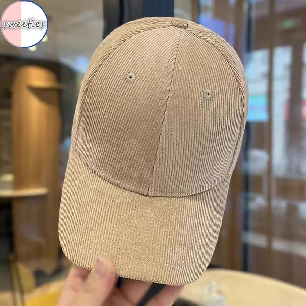 Solid Color Corduroy Baseball Cap Women's Autumn And Winter Warm Fashion Soft Top Wide Brim Baseball Cap