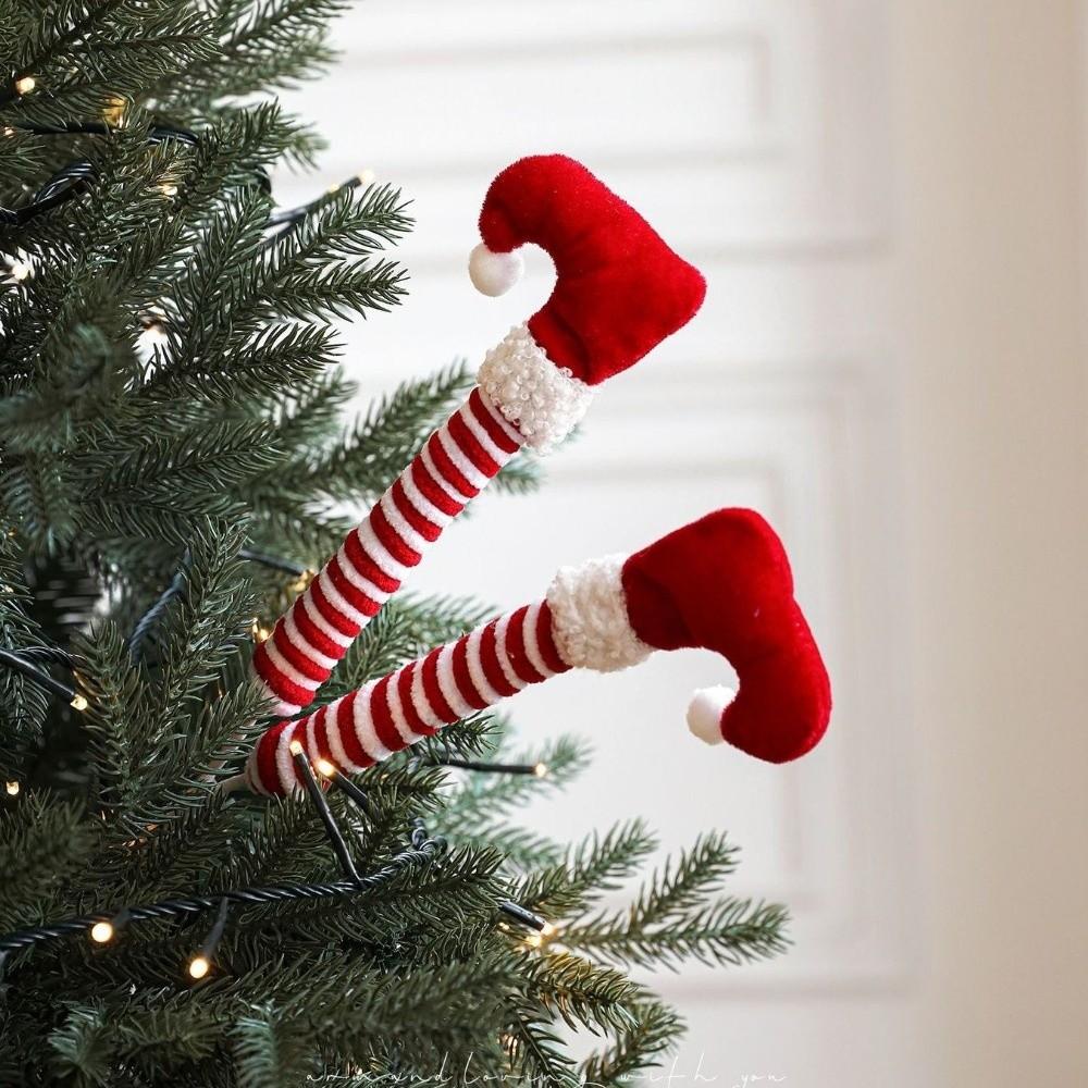 New Christmas Elf Legs Striped Boots Holiday Home Ornaments Larger Elf Leg Tree Topper Holiday Party