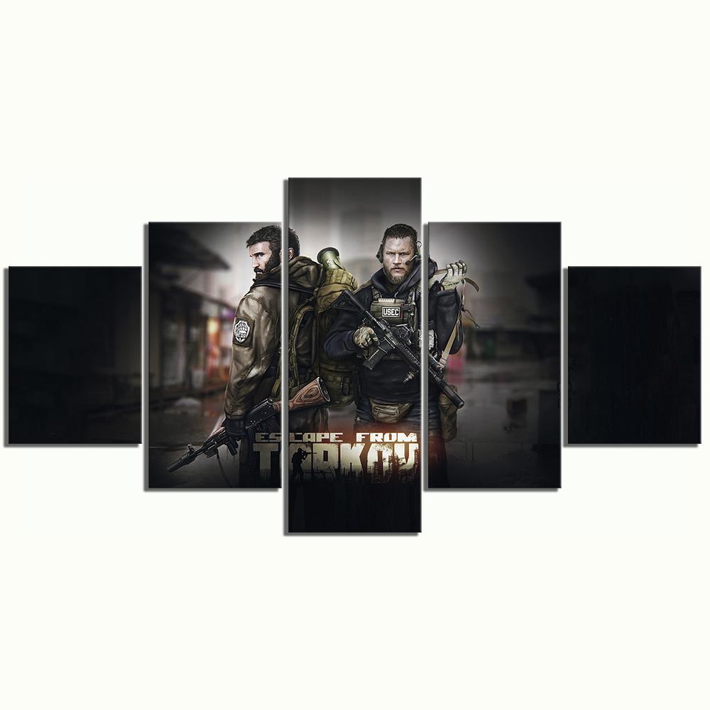 

No Framed 5 Panel Escape From Tarkov Game Cuadros HD Wall Art Canvas Posters Pictures Paintings Home Decor for Living Room 20x35 20x45 20x55cm