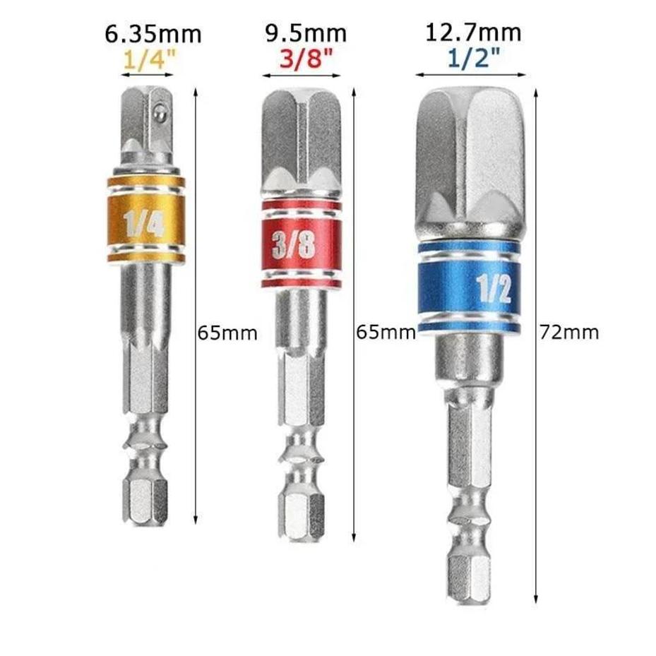 1 Pcs Drill Socket Adapter Impact Drill Extension Drill Bits Bar Socket Adapter 1/4 3/8 1/2 Size Hex Shank Square Head Drill Bit