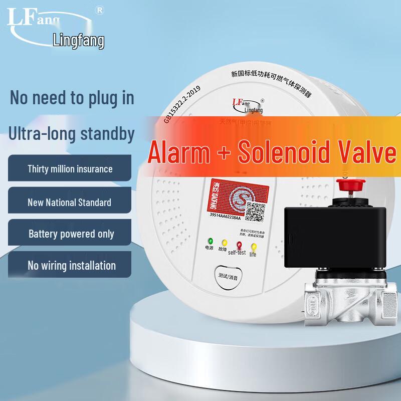 Smart Home Gas Detector with Solenoid Valve, Battery Powered