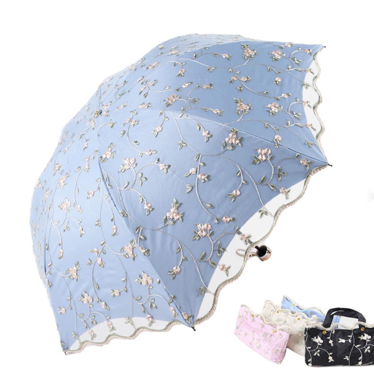 

Зонт от солнца для женщин, защита от солнца, защита от ультрафиолета, двухслойная кружевная вышивка, двойное использование от солнца и дождя, Fresh Goddess, черный