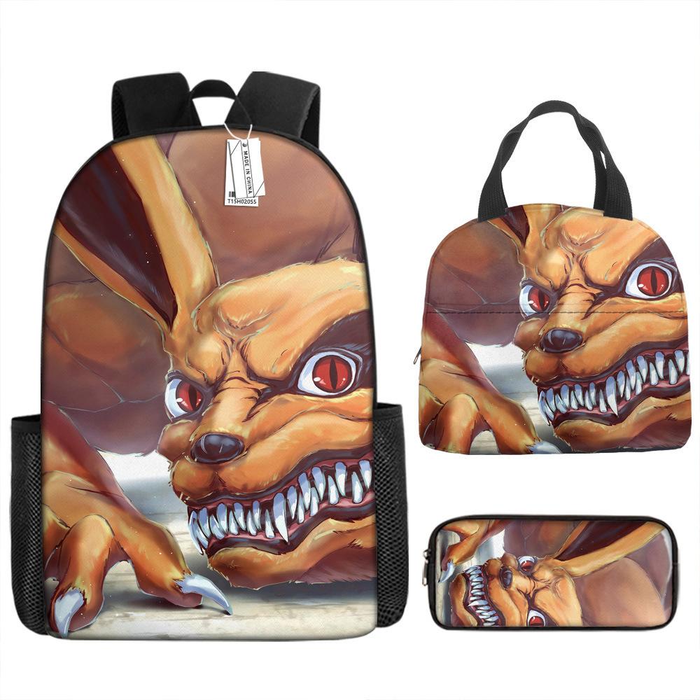 Naruto Schoolbag Elementary School Boys Large Capacity Schoolbag Lunch Bag Pencil Case Three-piece Set