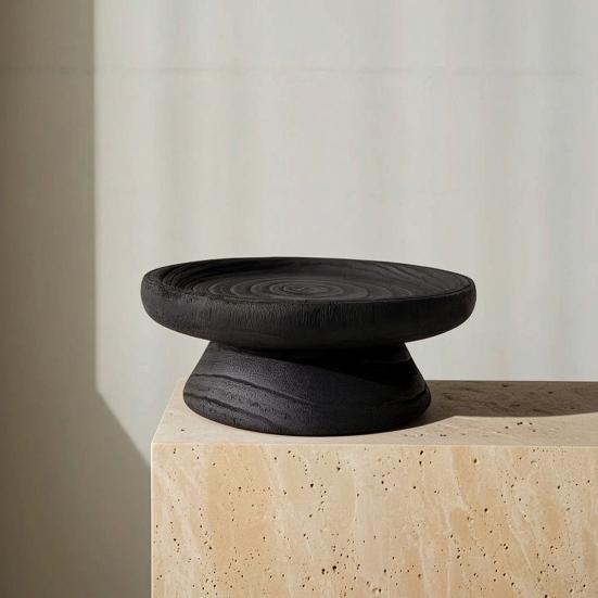 Solid Wood Artistic Tray Vintage Floor-Standing Aromatherapy Ornament Chinese Zen Aesthetic Wooden Craft