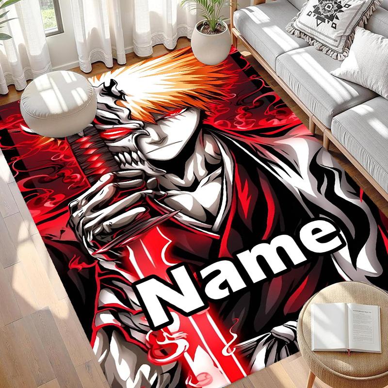 Custom Name Personalized BLEACH Print Carpet, Versatile Home Decor Rug, for Playroom, Apartment, Balcony, Entryway, Hallway Gift