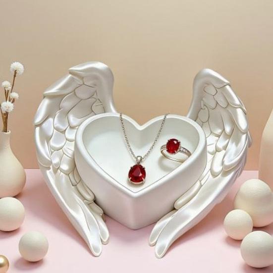 Engelenvleugel Sieradenbakje 3D Geprint Hart Ringhouder Schaal Kleine Decoratie Organizer Kom voor Ringen Oorbellen Kettingen