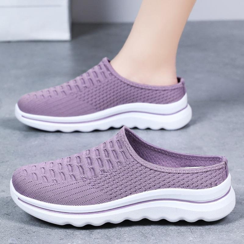 Women's shoes summer new one-pedal slippers outer wear fly-woven breathable bag head half drag soft sole light casual shoes wholesale