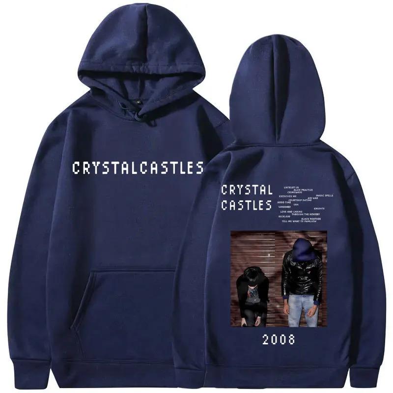 Cartoon Anime Paar Kapuzenpullover Europäische Größe Druck Kristall Burgen Hoodie 3XL dunkelblau