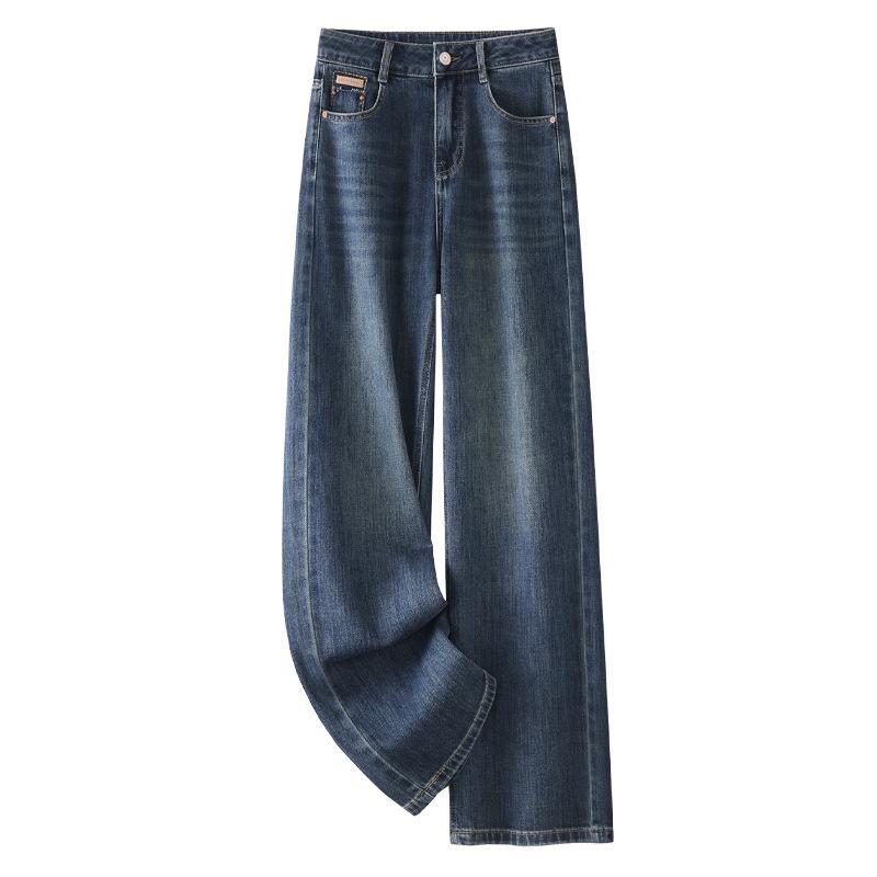 

Women s High-Waisted Wide-Leg Slimming Jeans, New Spring & Autumn 2025, Flattering Straight Fit for Pear-Shaped Figures 2XL синий