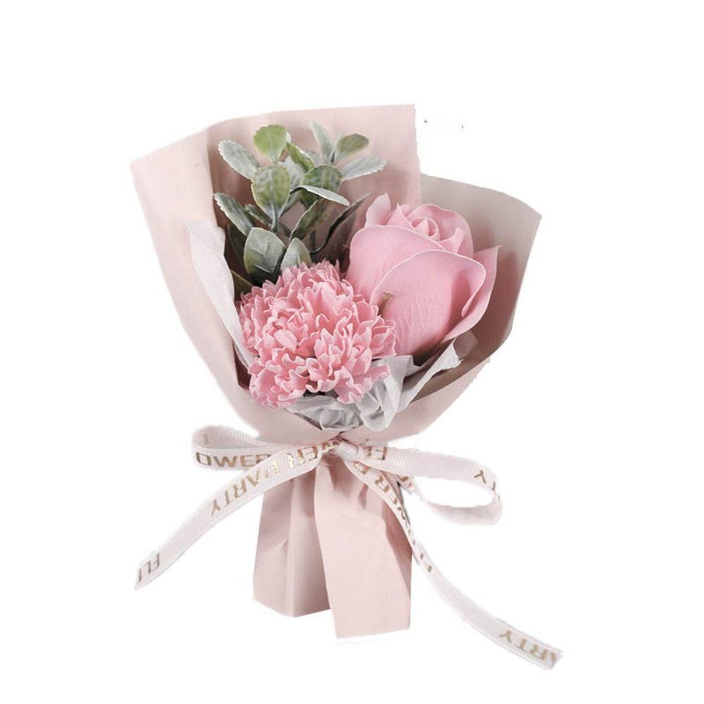 Rose Artificial Rose Bouquet 3 Heads Gift Packing Artificial Flowers Hand Holding Mini Hand Holding Soap Flower Wedding Decor