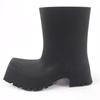 Great BALENCIAGA short boots TROOPER Black series rubber Women 679326 Used
