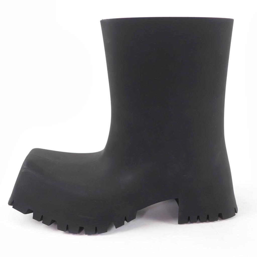 Great BALENCIAGA short boots TROOPER Black series rubber Women 679326 Used