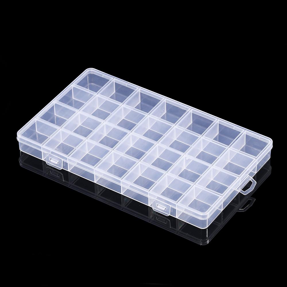 Plastic Jewelry Box 6/10/15/24/28 Compartment Slot Organizer Storage Beads Container Jewelry Storage Box Rectangle Case