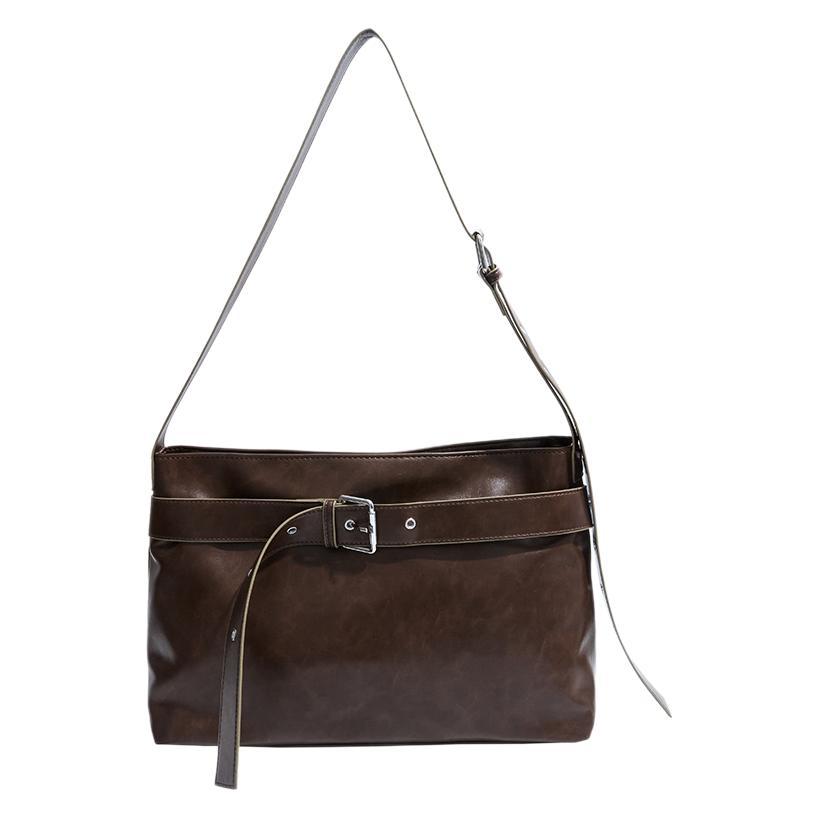 Soft leather retro locomotive bag Spice girl premium feeling shoulder oblique span bag multi-compartment large capacity tote bag women