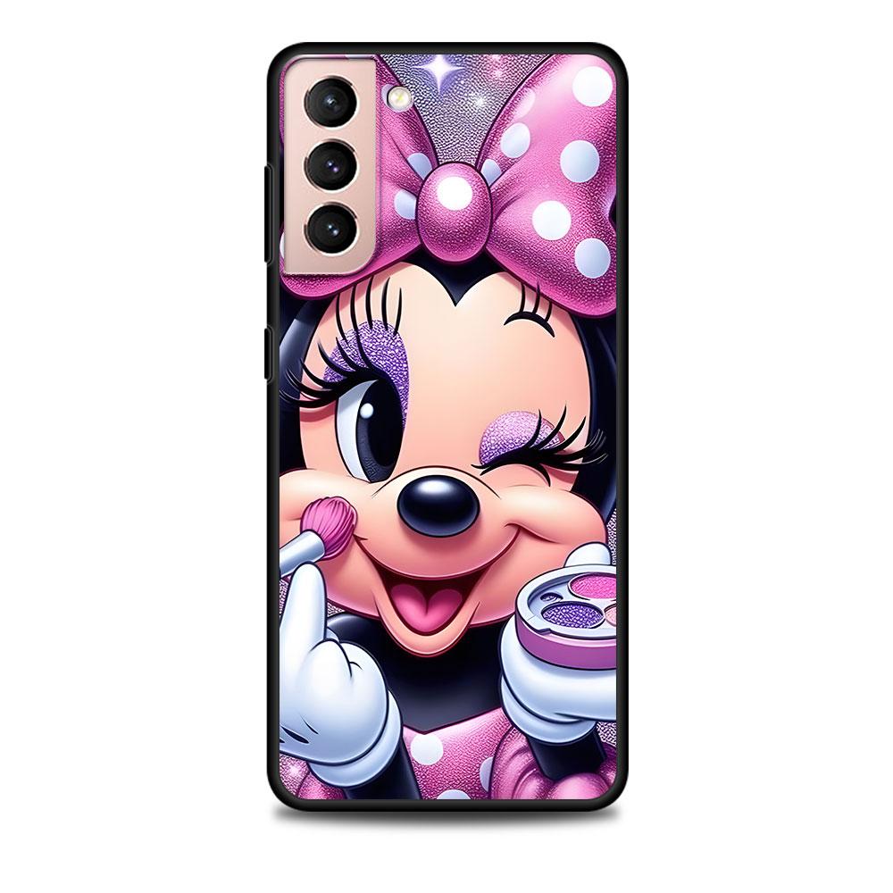 Cartoon Minnie Case for Samsung Galaxy S23 S10e S10 S21 FE S22 S9 S24 Ultra S20 Plus Soft Black TPU Phone Cover Bumper