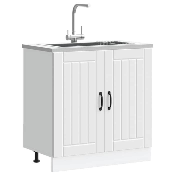 VidaXL Washbasin Base Cabinet Lucca White Engineered Wood, Kitchen Base Cabinet, Kitchen Drawer Base Cabinet, Cabinet 853687