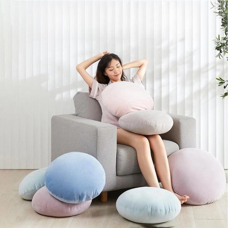 Simple Stylish Home Round Cushion Pillow Solid Color Ultra Soft Comfortable Tatami Sofa Bay Window Cushion Office Chair Cushion