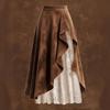 Women’s Unique Street-style Denim Skirt with A Retro Western Vibe Featuring Suede and Lace Panels