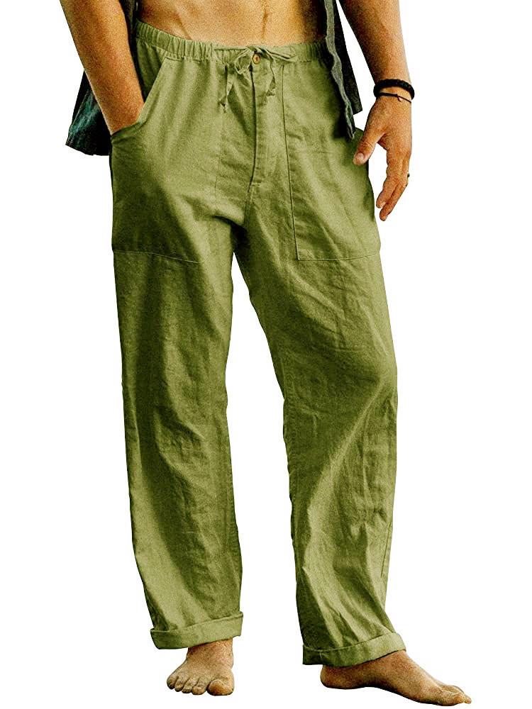 2022 Men's Linen Yoga Beach Pants: Casual Summer, Loose Fit, Drawstring Waist, with Pockets