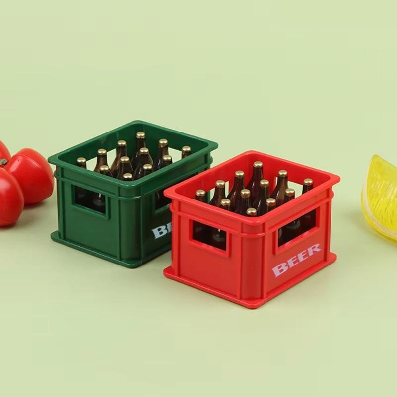 1/12 Scale Dollhouses Miniature Beer Bottle with Crate Life Like Beer Box Model Project Accessory for Model Collectors