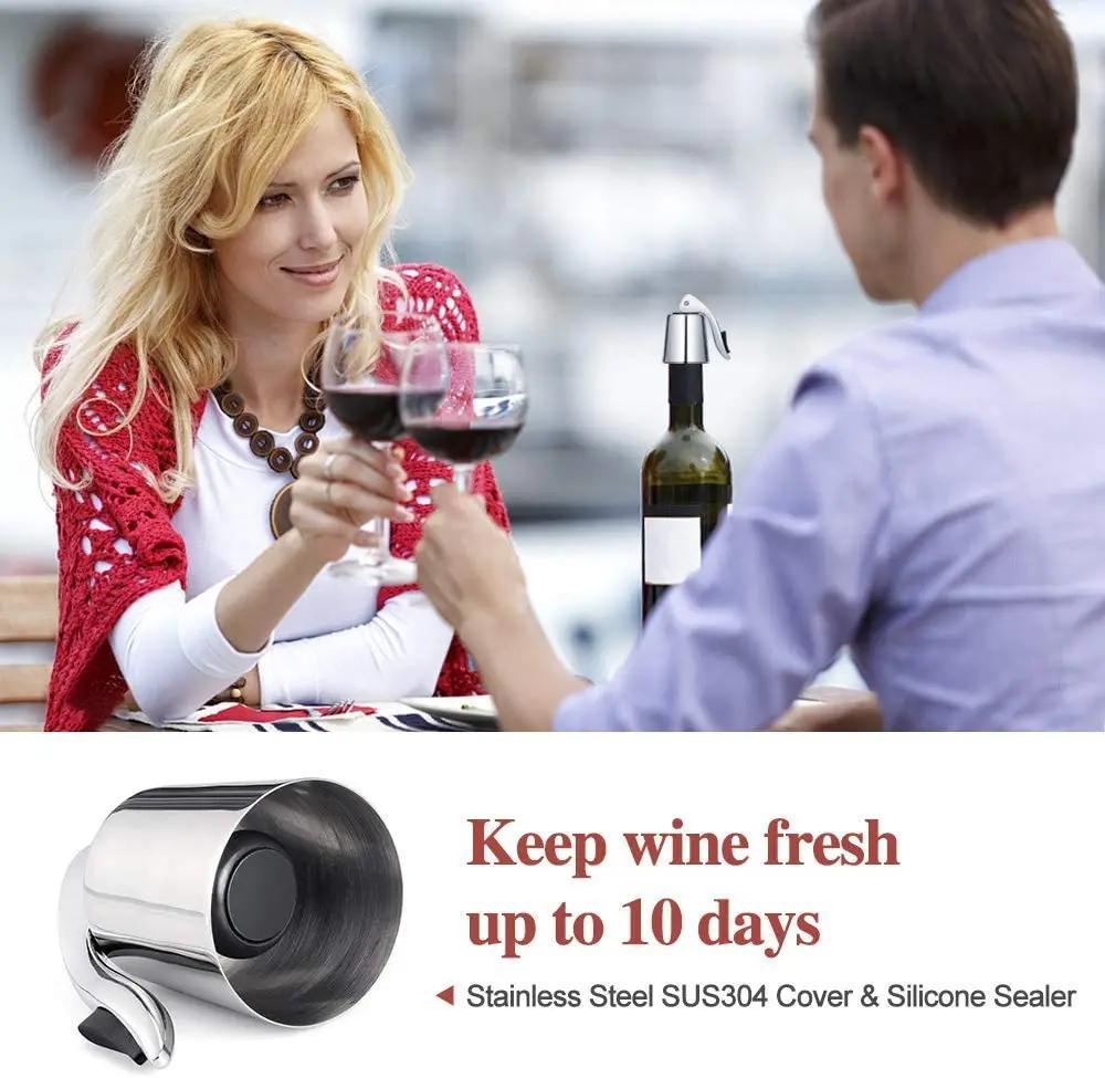 Stainless Steel Red Wine Bottle Stopper Wine Preservation Sealing Plug Reusable Vacuum Leakproof Bottle Plug Kitchen Bar Tools