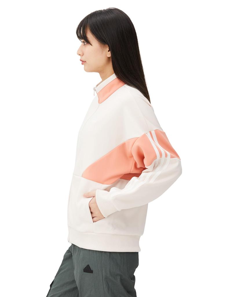 Adidas JSY10 Colorblock Double Knit Track Seasonal Loose Putty Gray Size Women's Jacket, Sportswear, Fit, Mauve/Wonder (IM8717), J/L
