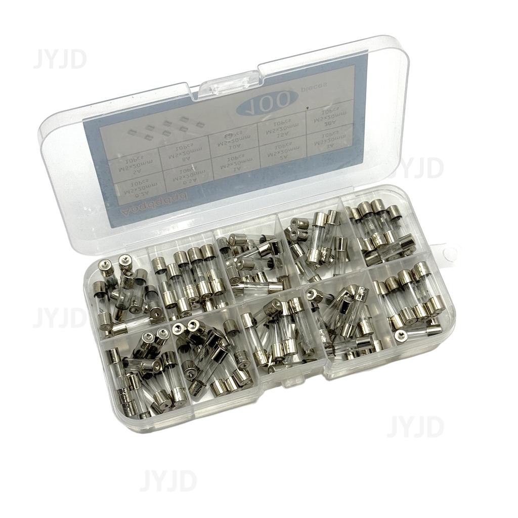 100 Stück 5x20mm Glas-Keramik-Sicherungen Sortiertes Kit 0,2A bis 20A mit Aufbewahrungsbox für Elektronik-Schaltkreisschutz