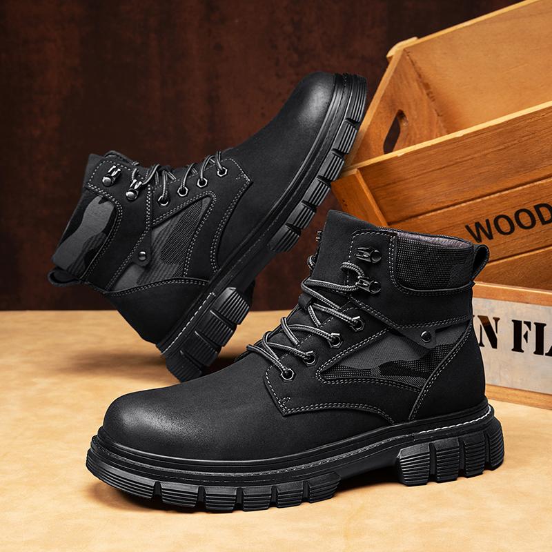 Fashion Fashion Autumn Winter High Top Shoes for Men New Designer Ankle Boots Male Casual Botas Male Lace Up Platform Motorcycle Boots