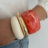 Ingemark 3 Styles Boho Large Geometric Acrylic Resin Wide Bracelets for Women New Trend Hip Hop Metal Bangle Jewelry Accessories