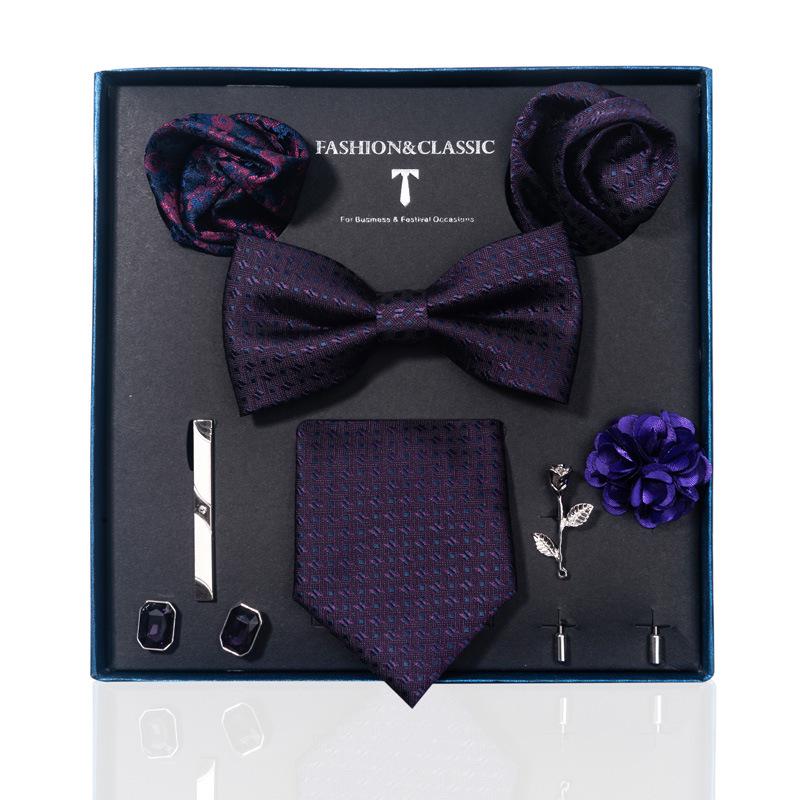 Luxury Groom Tie, Pocket Square & Boutonniere Gift Set for Weddings