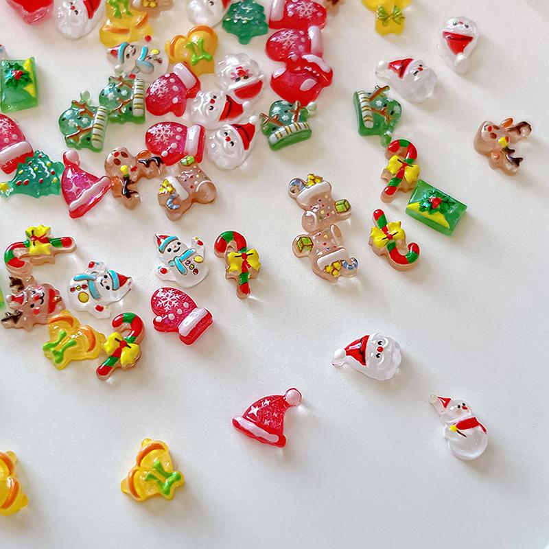 20Pcs Resin Mini Santa Cl1Aus Snowman Christmas Tree Deer Bell, Crutch Flat Back Nails Art Decor Diy Scrapbook Accessories20 Pcs