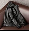 CHEJI Genuine Leather Military Biker and for and Denim Jacket Jacket, Men's Double-Breasted Jacket, Short, Simple, Cold-Weight Windproof, Thick,